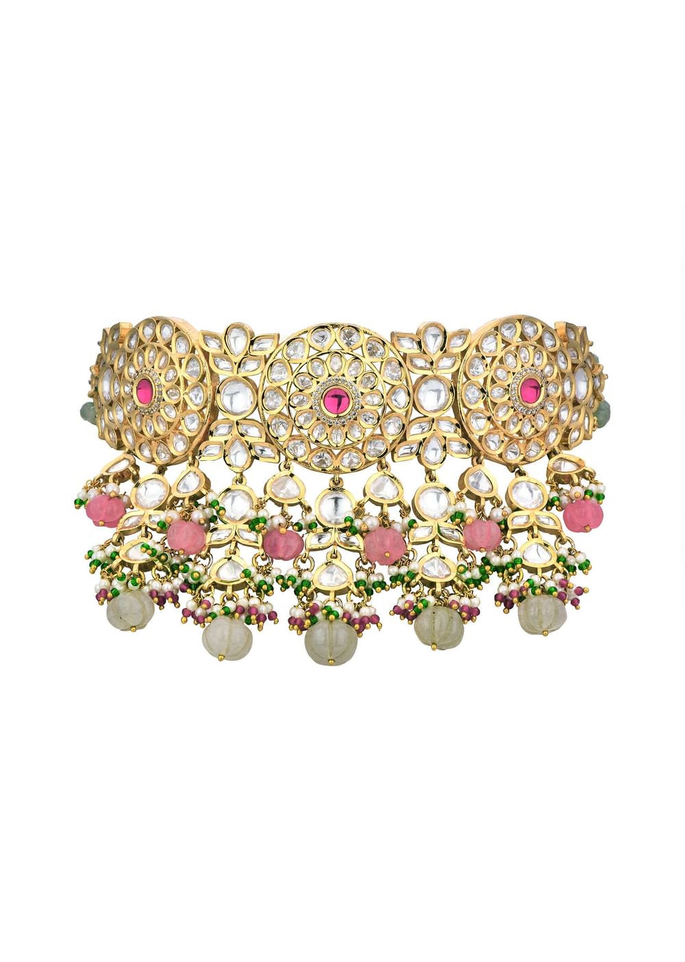 Multicolor Choker Set With Encrusted Kundan