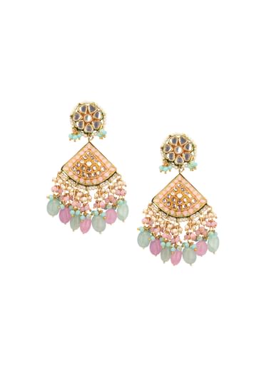Multicolor Gold-Finish Kundan Choker Necklace Set With Colourful Meenakari Work And Stones In Mix Metal