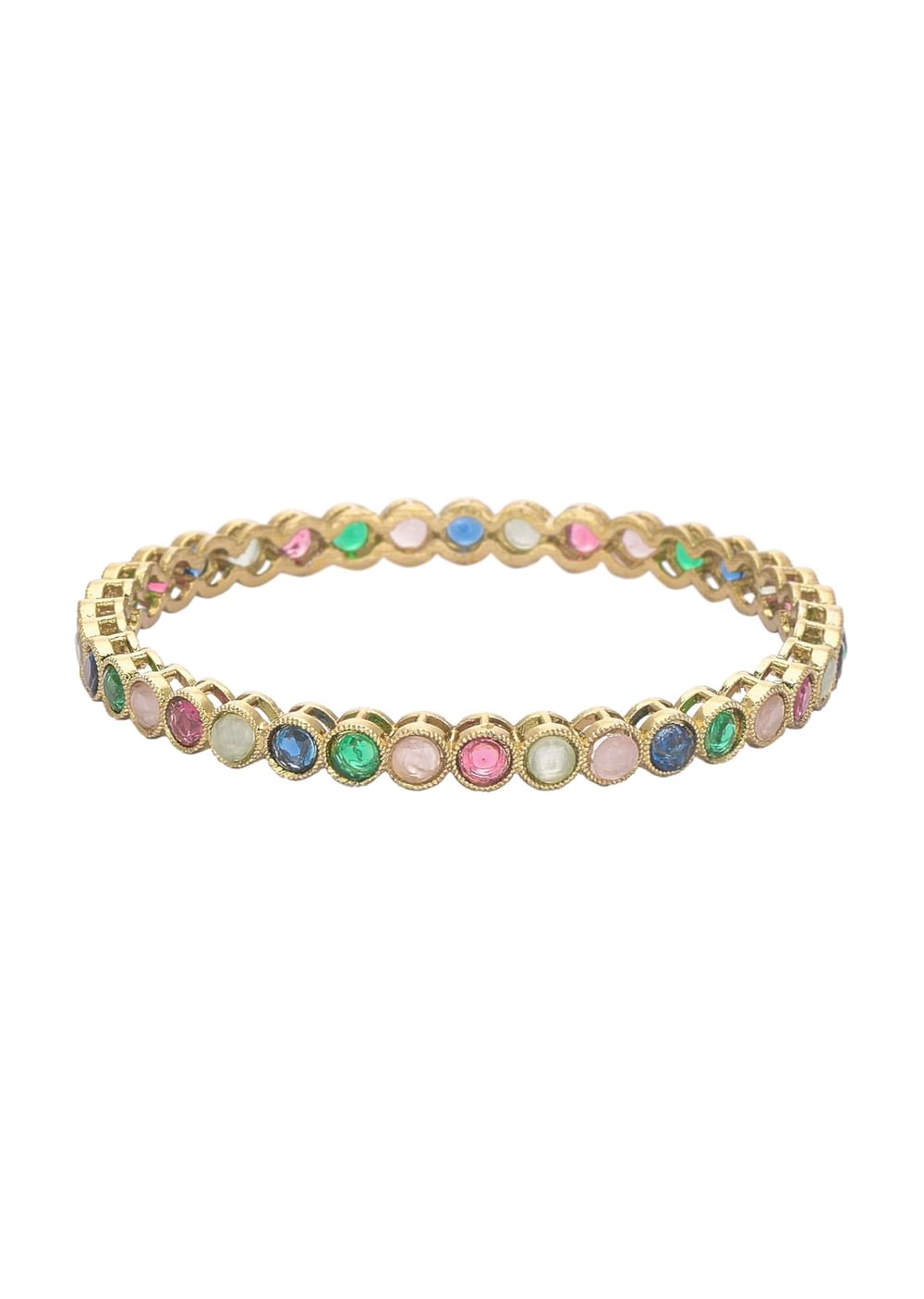 Multicolor Kundan Bangles With Encrusted Stones (Set of 4)