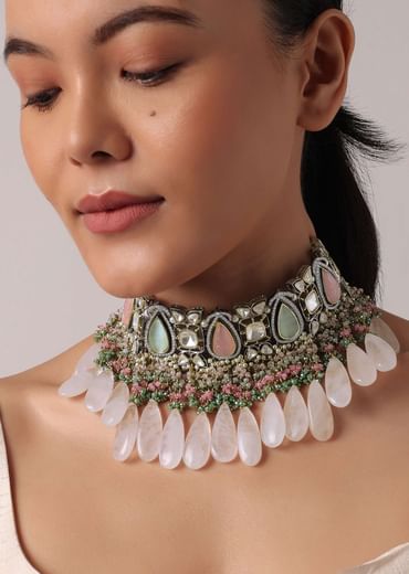 Multicolor Kundan Polki Choker Set