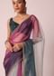 Multicolor Ombre Shaded Organza Saree With Unstitched Blouse Piece