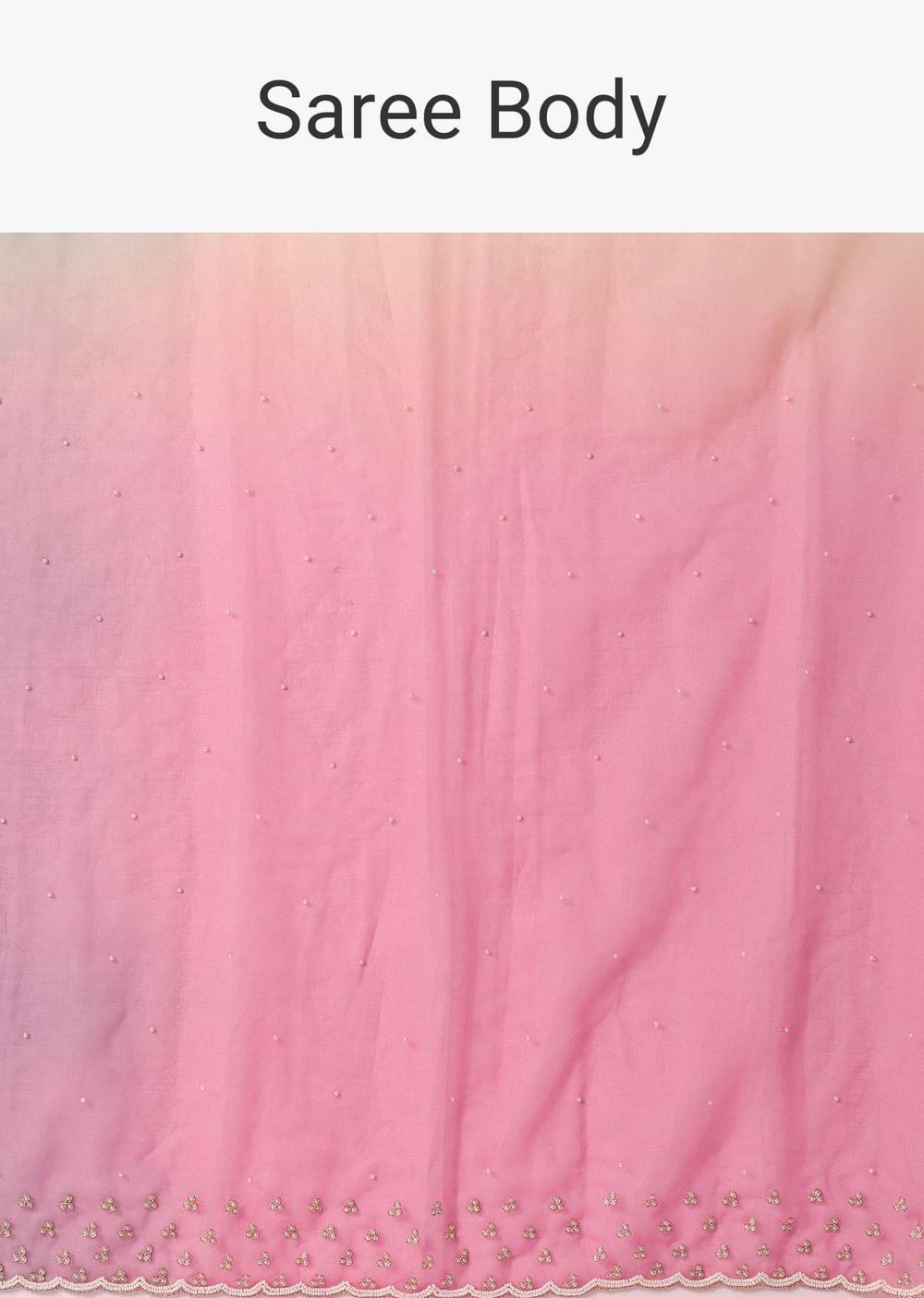 Multicolor Organza Ombre Saree With Scallop Border And Unstitched Blouse Piece
