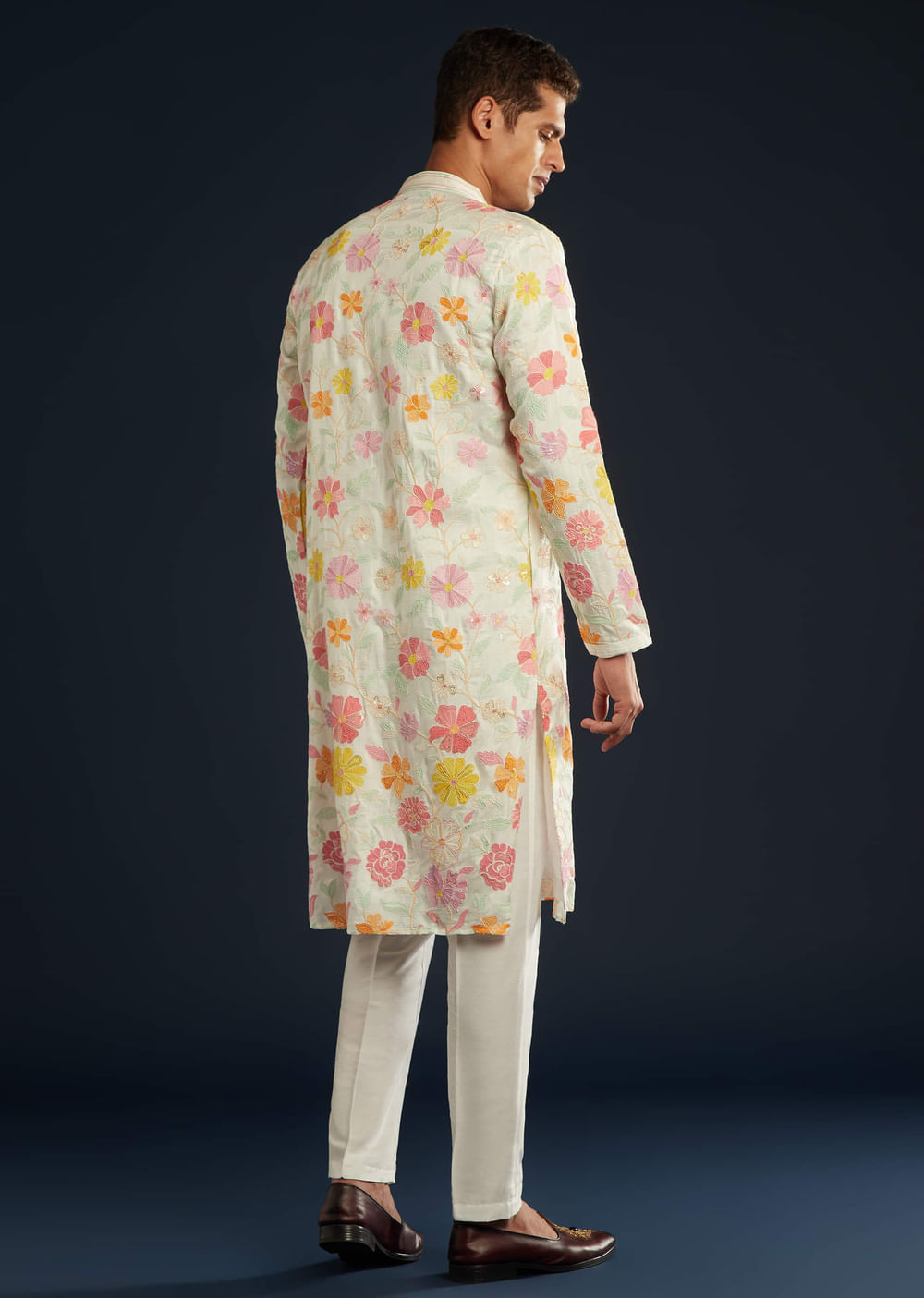 Multicolor Printed Silk Kurta and Pant Set