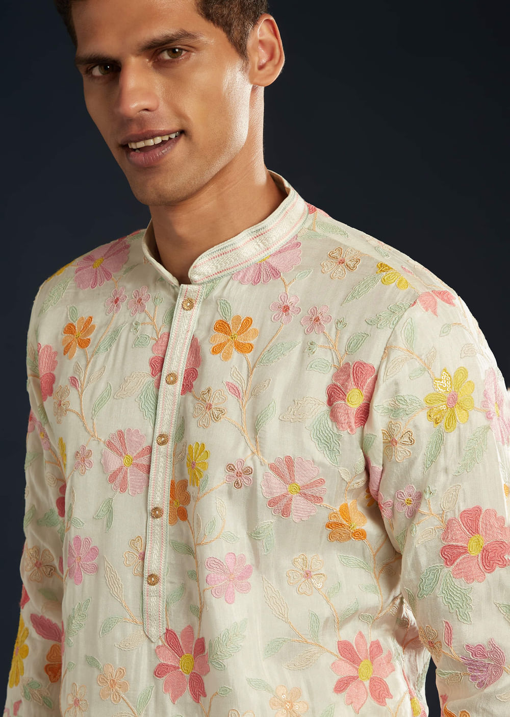 Multicolor Printed Silk Kurta and Pant Set