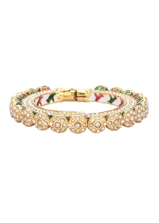 Multicolor Rajwadi Bangle With Kundan Stones And Meenakari Multicolor Rajwadi Bangle With Kundan Stones And Meenakari
