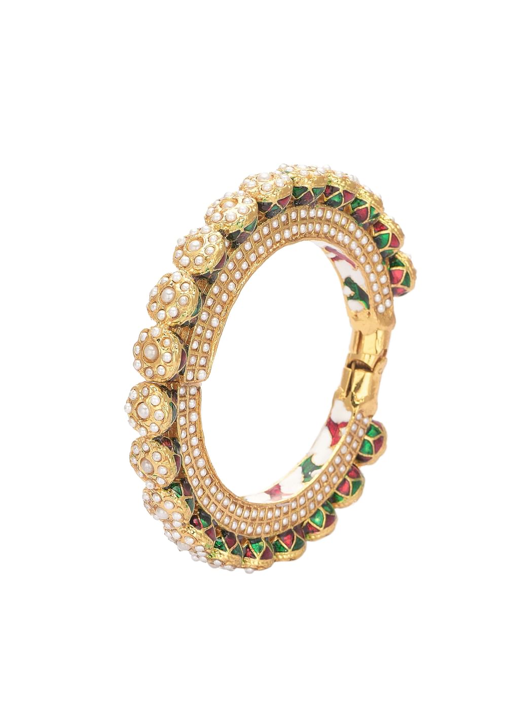 Multicolor Rajwadi Bangle With Kundan Stones And Meenakari