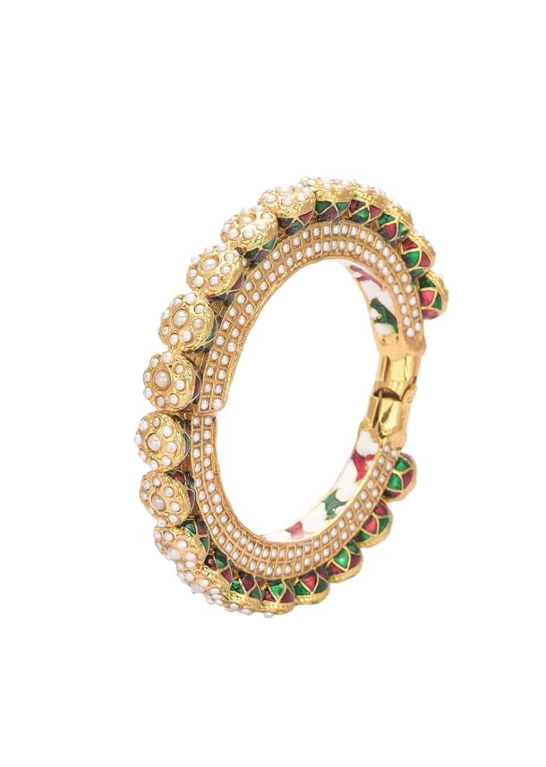 Multicolor Rajwadi Bangle With Kundan Stones And Meenakari Multicolor Rajwadi Bangle With Kundan Stones And Meenakari