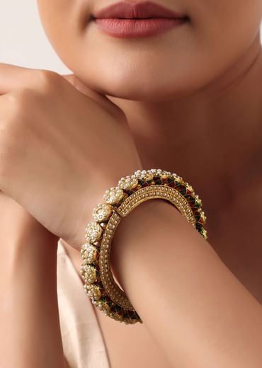 Multicolor Rajwadi Bangle With Kundan Stones And Meenakari