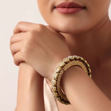 Multicolor Rajwadi Bangle With Kundan Stones And Meenakari