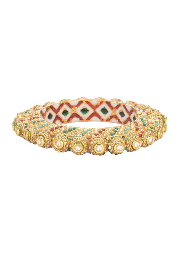 Multicolor Rajwadi Kundan Bangle With Meenakari Work Multicolor Rajwadi Kundan Bangle With Meenakari Work