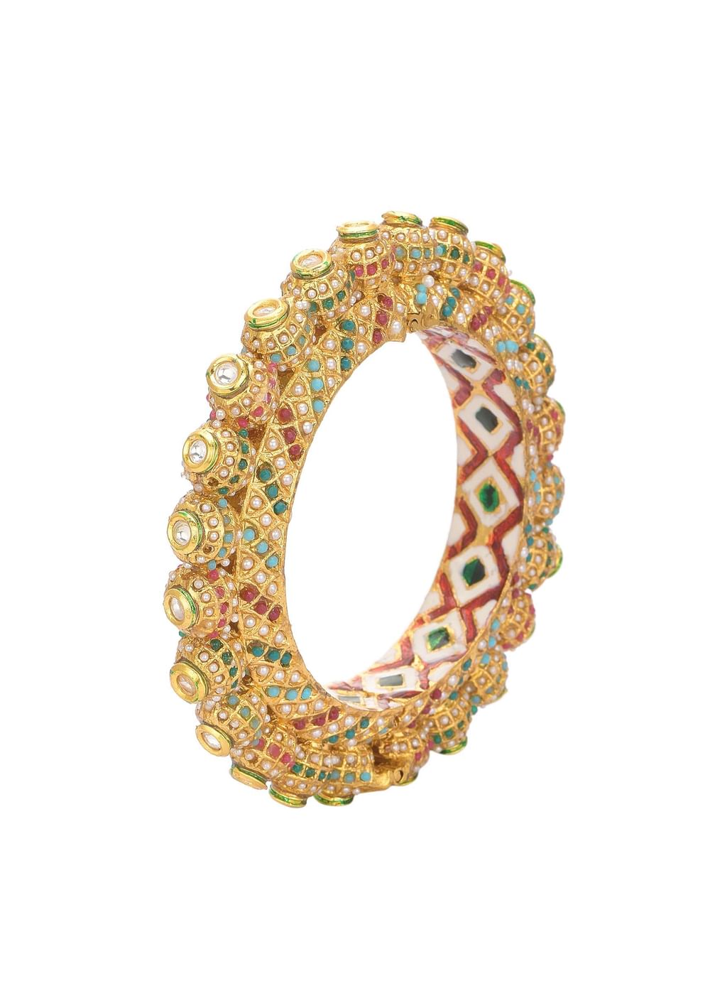Multicolor Rajwadi Kundan Bangle With Meenakari Work