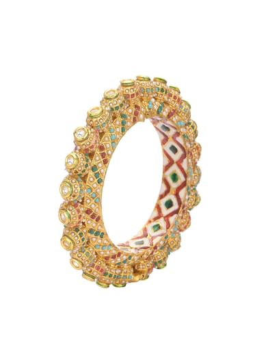 Multicolor Rajwadi Kundan Bangle With Meenakari Work