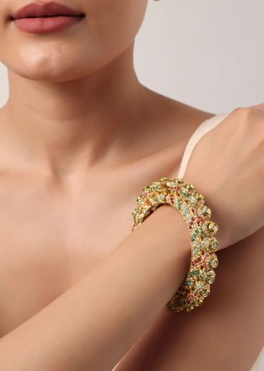 Multicolor Rajwadi Kundan Bangle With Meenakari Work
