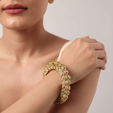 Multicolor Rajwadi Kundan Bangle With Meenakari Work