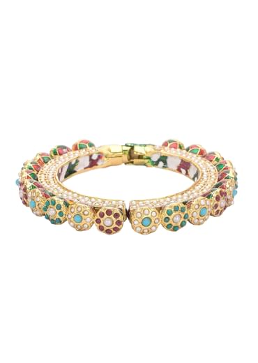 Multicolor Rajwadi Style Kada Bangle With Kundan And Meenakari