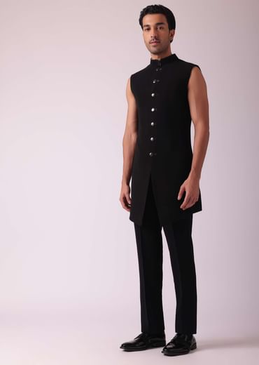 Multicolor Textured Indowestern In Velvet