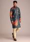 Multicolor Tussar Silk Printed Kurta Set