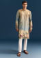 Multicolour Ombre Silk Printed Kurta Set For Men