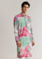 Multicolour Silk Abstract Printed Kurta Set With Sequins