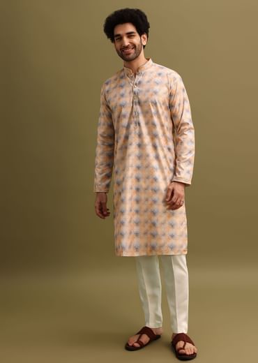 Multicolour Printed Cotton Kurta And Pant