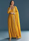 Mustard Chinon Anarkali Suit With Zardosi Work Dupatta