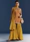Mustard Dola Silk Printed Kurta Sharara Suit With Dupatta