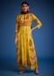Mustard Linen Silk Floral Embroidered Anarkali Set
