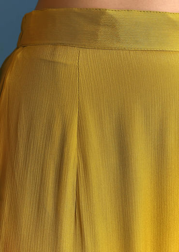 Mustard Silk Kurta Sharara Suit With Sequins And Cutdana Work