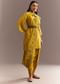 Mustard Tissue Embroidered Kurta Dhoti With Pre Draped Dupatta And Belt