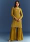 Mustard Yellow Chinon Kurta With Sharara And Dupatta