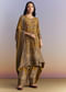 Mustard Yellow Crepe Patiala Suit With Indie Print And Zari Work