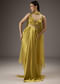 Mustard Yellow Satin Crop Top Skirt With Heavy Embroidery
