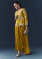 Mustard Yellow Satin Silk Top Skirt Set with Moti Work