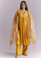 Mustard Yellow Silk Anarkali Suit With Zari Work And Floral Print Dupatta