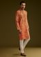 Mustard Yellow Silk Floral Abstract Printed Kurta Set With Stone Work