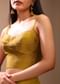 Mustard Gold Corset Top In Raw Silk With Strap Sleeves And Boning Detailing
