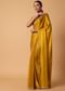 Mustard Satin Chinnon Saree With Mirror Detail Border And Unstitched Blouse Piece
