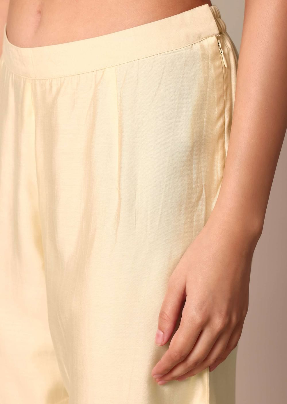 Mustard Yellow Crop Top With Embroidered Jacket And Pants Set
