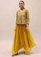 Mustard Yellow Embroidered Silk Crop Top And Palazzo Set