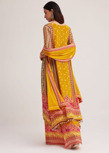 Mustard Yellow Printed Palazzo Set