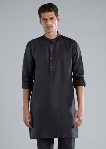 Navy Blue Kurta Jacket Set With Zardosi Hand Work