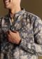 Navy Blue Linen Kurta Set Embellished With Intricate Kantha Stitching