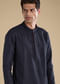 Navy Blue Pintuck Mens Kurta Set