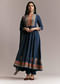 Navy Blue Printed Anarkali Set