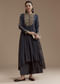 Navy Blue Printed Cotton Kurta and Palazzo Set