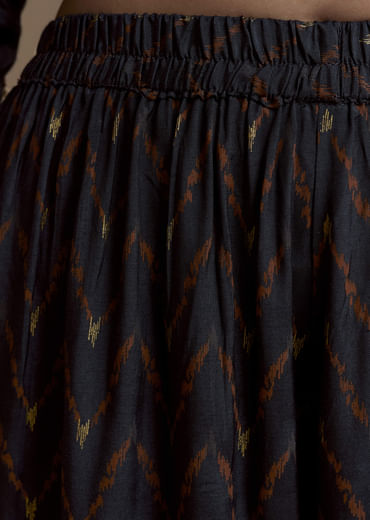 Navy Blue Printed Cotton Kurta and Palazzo Set