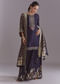 Navy Blue Silk Palazzo Suit With Embroidery And Brocade Dupatta