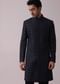 Navy Blue Achkan Set With Mirror And Cut Dana Embroidery