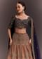 Navy Blue And Orange Zari Embroidered Lehenga Set
