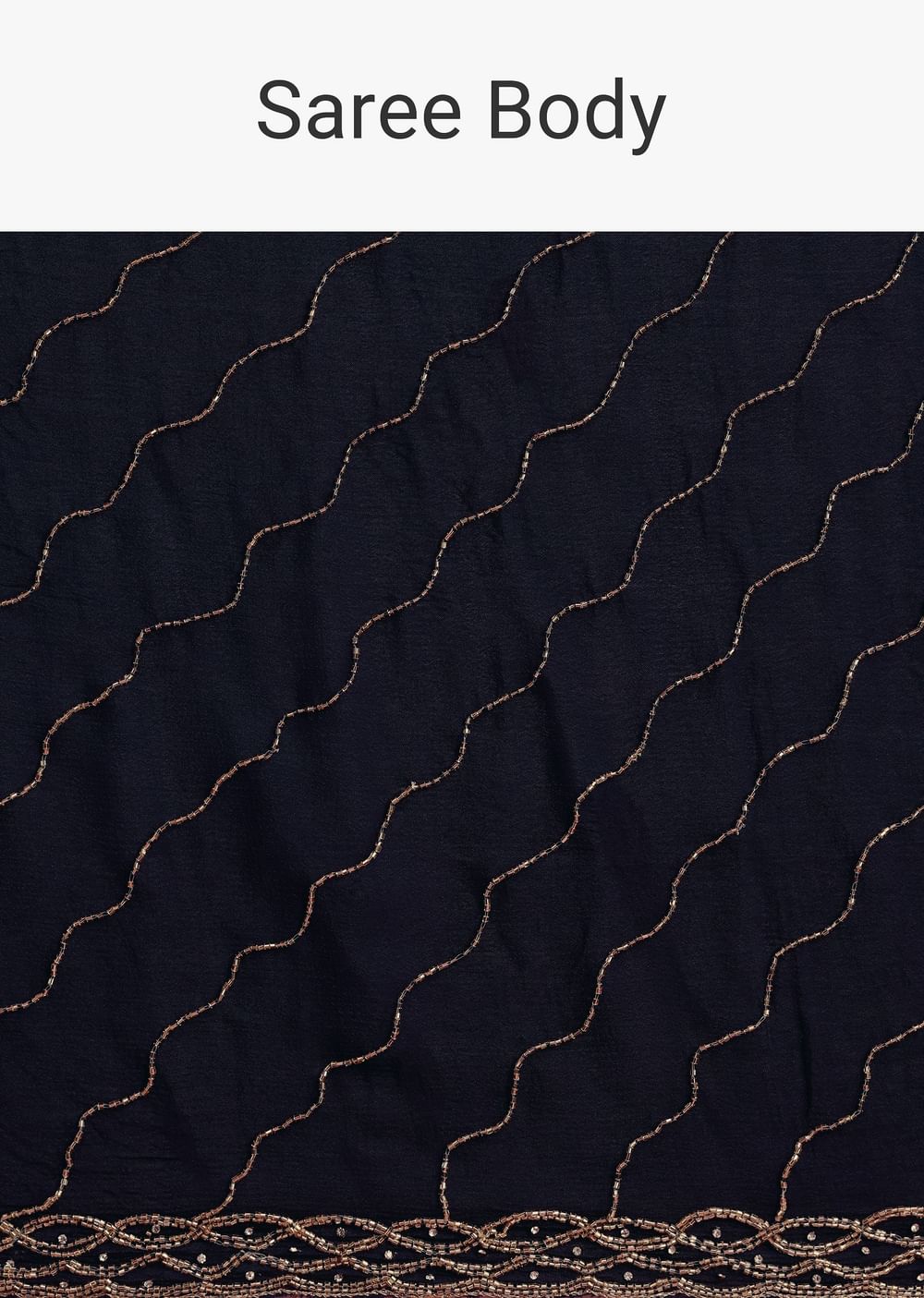 Navy Blue Cutdana Work Chinnon Saree